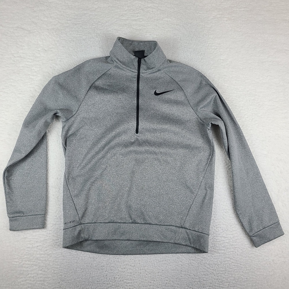 Nike Sweater Mens Medium Gray Dri Fit Fleece Performance Tech Golf AQ5253-091